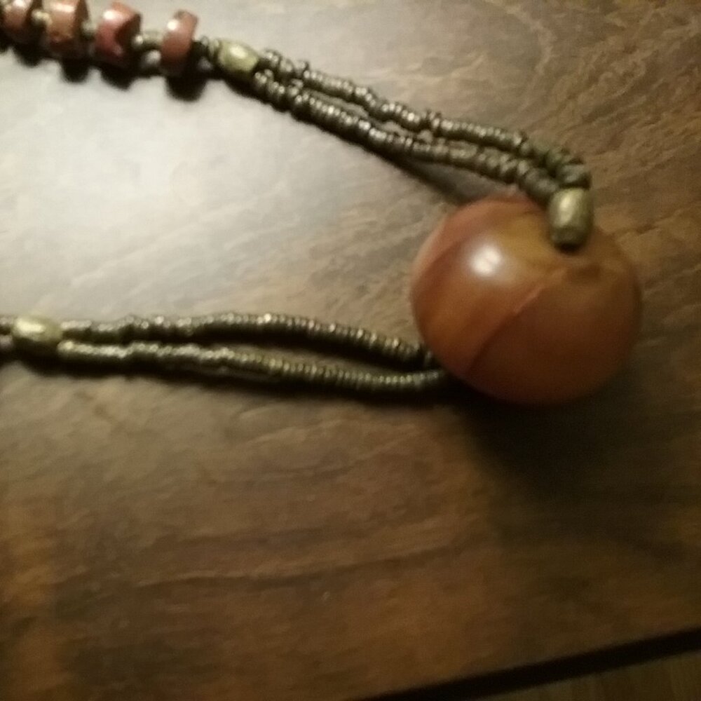 Antique African Necklace With Large Amber Sphere